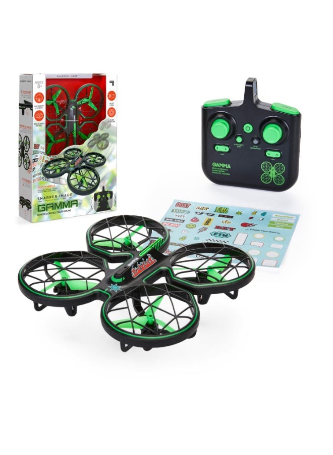 Sharper Image® Gamma RC Caged Drone 6.9inch 150 Feet Range Remote Control Toy for Kids 8+ Years, with 40 Reusable Stickers for Personalized Design - Image 1